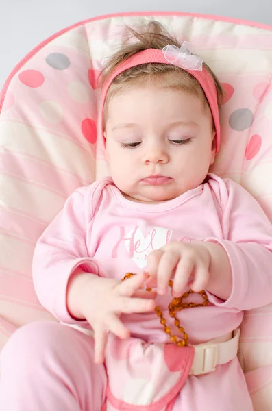 Dentición bebé niña — Foto de Stock