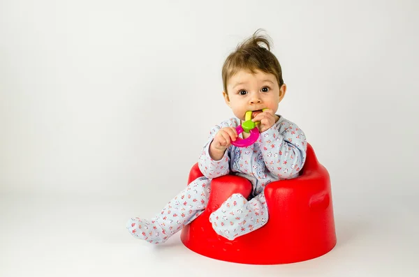 Teething baby girl — Stock Photo, Image