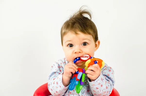 Teething baby girl — Stock Photo, Image