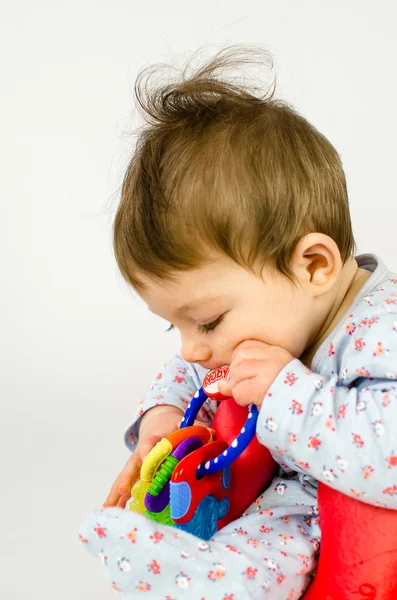 Teething baby girl — Stock Photo, Image