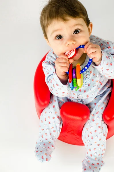 Teething baby girl — Stock Photo, Image