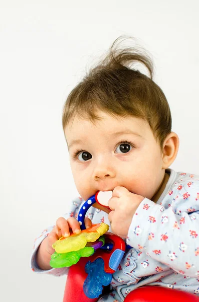 Teething baby girl — Stock Photo, Image