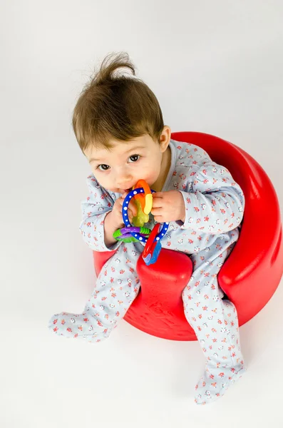 Teething baby girl — Stock Photo, Image