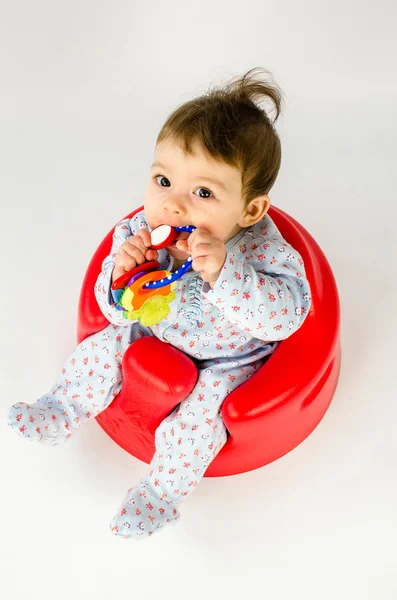 Teething baby girl — Stock Photo, Image