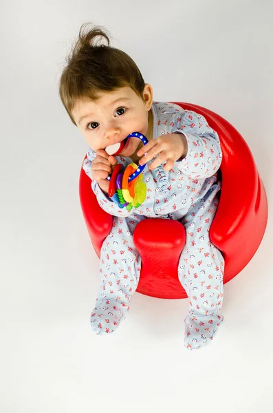 Teething baby girl — Stock Photo, Image