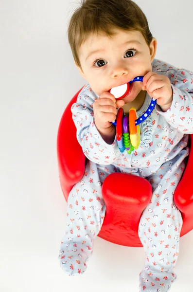 Teething baby girl — Stock Photo, Image