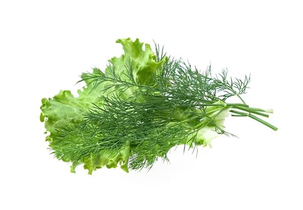 Frisches Gemüse (Salat, Salat) isoliert auf weißem Hintergrund. — Stockfoto