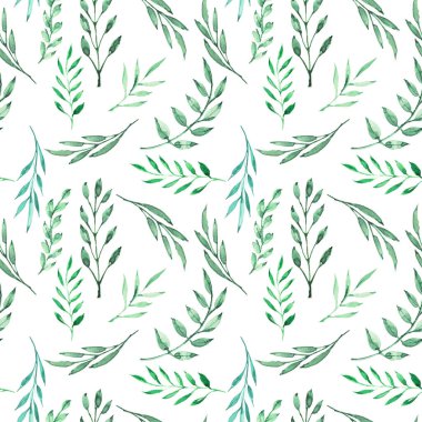 yeşil yapraklar sulu boya desen vektörü