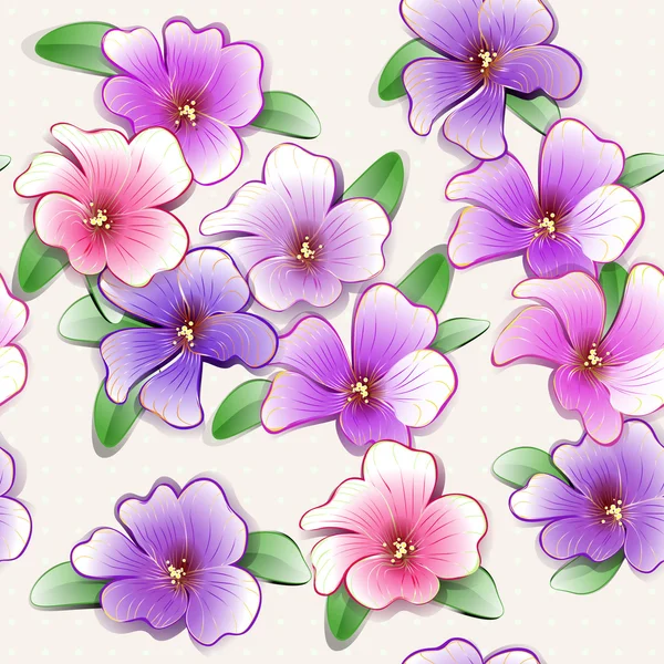 Bonitas flores pintadas fondo sin costuras — Archivo Imágenes Vectoriales