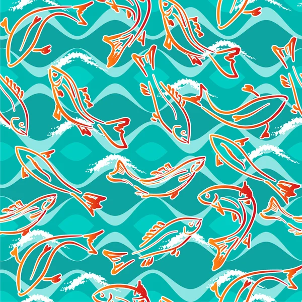 Saumon poisson patron sans couture — Image vectorielle