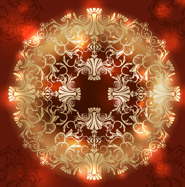 Floral bruin ronde ornament — Stockvector