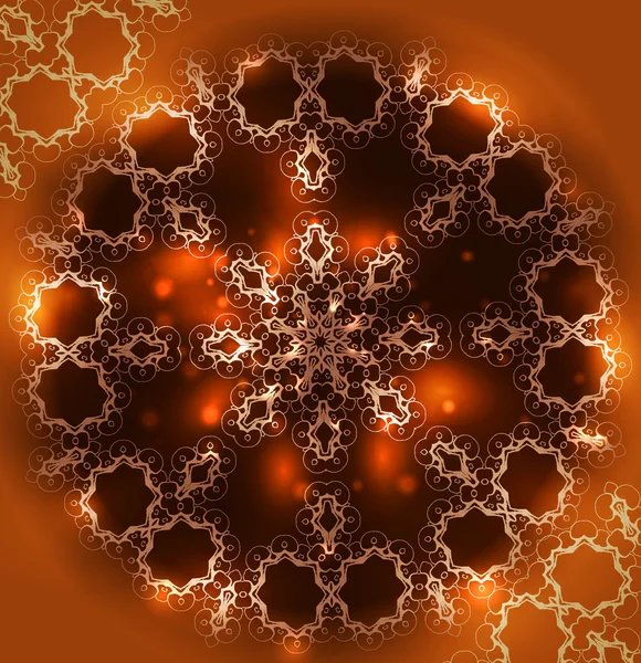 Květinový hnědý kulatý ornament — Stockový vektor
