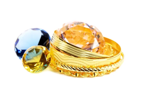 Gouden sieraden en diamanten — Stockfoto