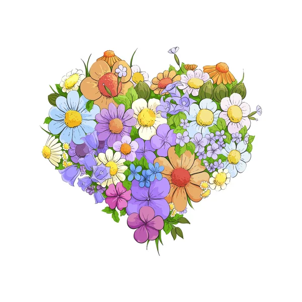 Heldere floral hart — Stockvector