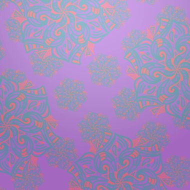 Geleneksel elementlerle mor desen. Tekstil, duvar kâğıtları, reklamlar, sayfa doldurma, kitap kapakları vs. için lüks mor doku. Süslü boho arka planı.