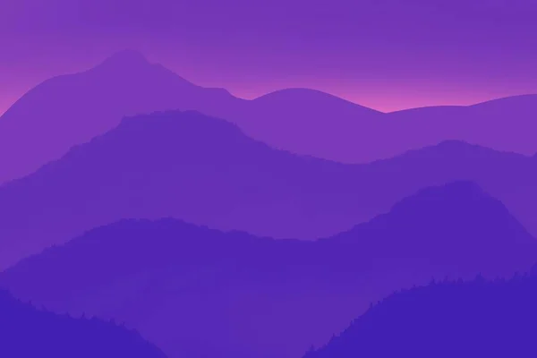 Beau Paysage Montagne Violet Lever Coucher Soleil Dans Les Montagnes — Photo