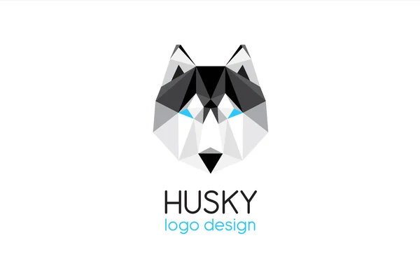 Diseño de logotipo de cabeza de perro husky - ilustración vectorial — Vector de stock