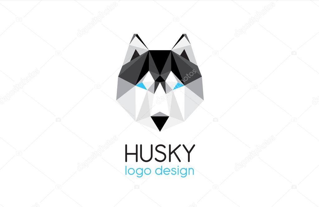 Husky dog head logo design - vector illustration - isolated on white background