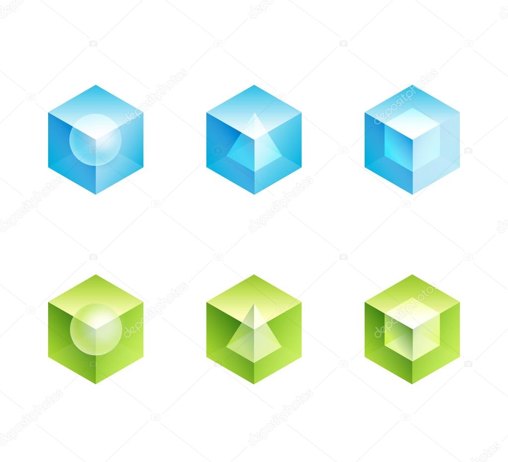 abstract business logo set. cube vector icons shapes 