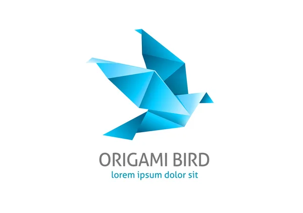 Origami vuelo pájaro logo — Vector de stock