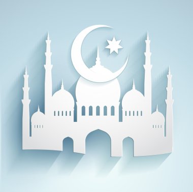 3D Camii ay ve yıldız kağıt tarzı - vektör - rama için büyük