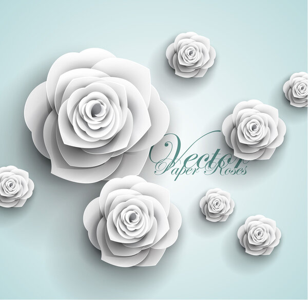 paper flowers abstract background - vector