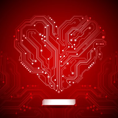 Devre levhasını kalp arka plan - yaratıcı bir fikir vektör