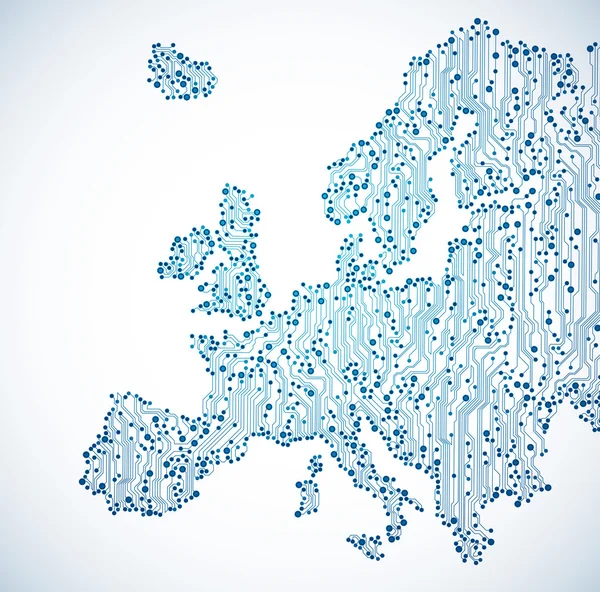 Placa de circuito Europa mapa fundo — Vetor de Stock