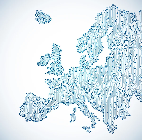 Circuit board europe map background — Stok Vektör