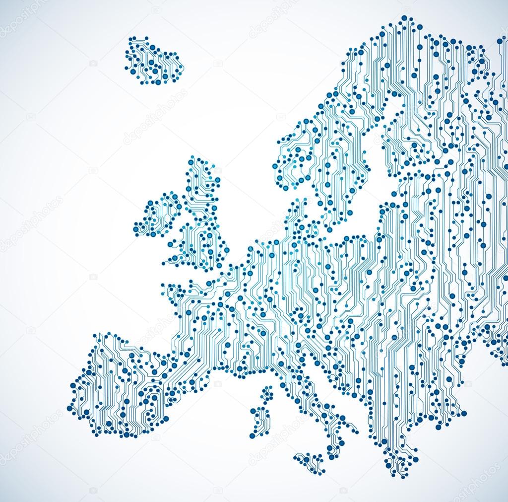 circuit board europe map background