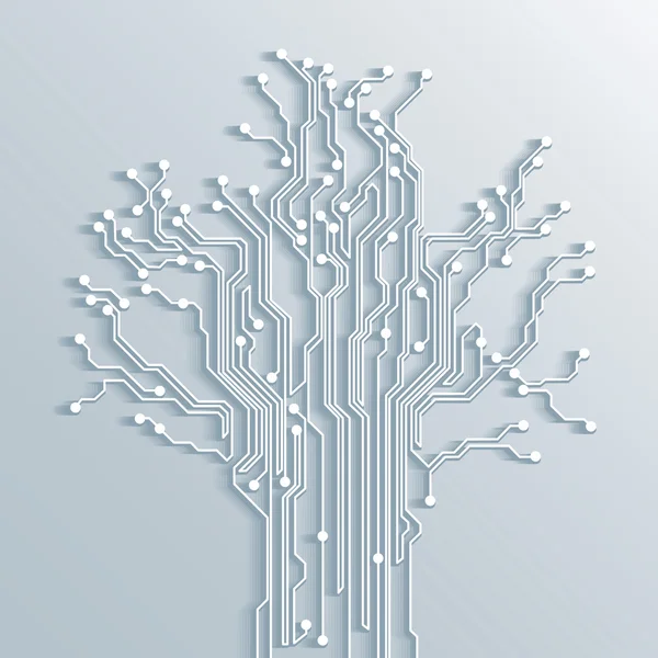 Tree circuit board abstract background - vector — Stock Vector