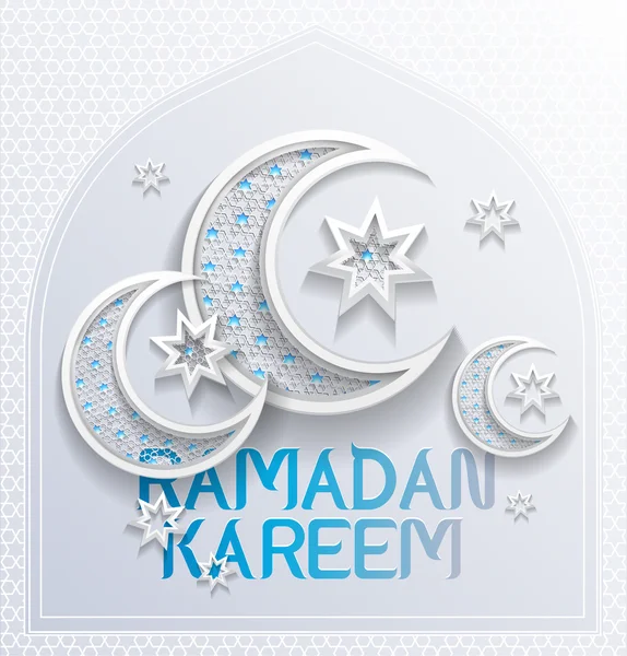 Tarjeta de felicitación de fondo de ramadán - platino y colores azules - ve — Archivo Imágenes Vectoriales