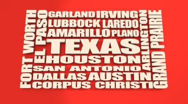 Texas state cities list  clipart
