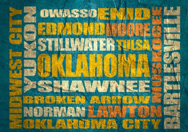 Oklahoma state cities list  clipart