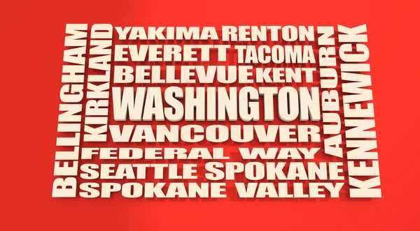 Lijst van de steden van Washington staat — Stockfoto
