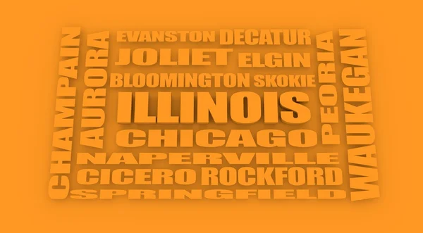 Illinois lista cidades do estado — Fotografia de Stock
