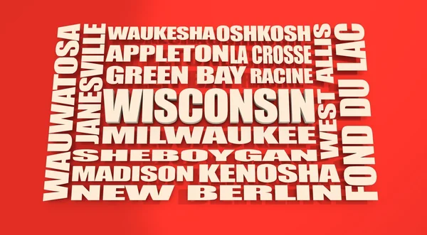 Wisconsin state cities list — Stock Photo, Image