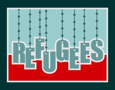 Mülteciler dikenli tellerden sarkan metinler