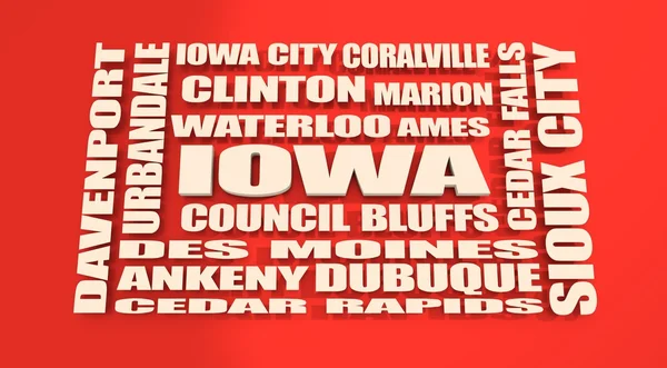 Iowa state cities list — Stock Photo, Image