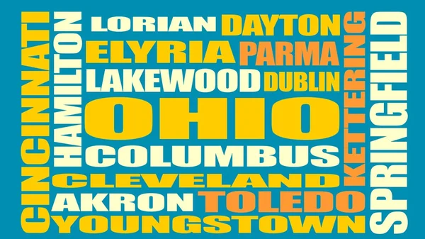 Ohio state cities list — Stock Vector