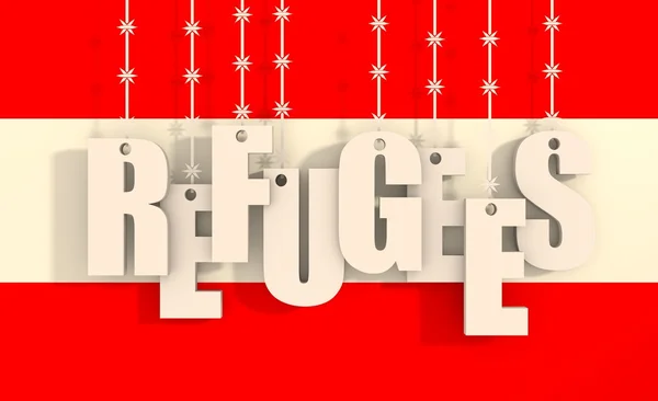 Текст беженцев висит на колючей проволоке — стоковое фото
