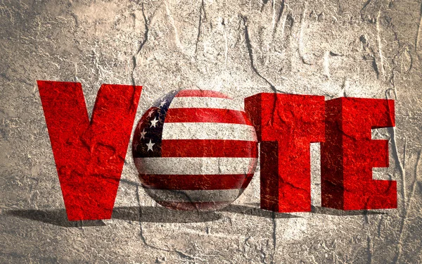 Текст для голосования, сфера вместо буквы O текстурированные флагом США — стоковое фото