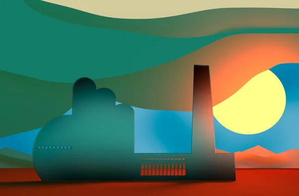 Silhouette d'usine dans le désert concept de paysage — Photo