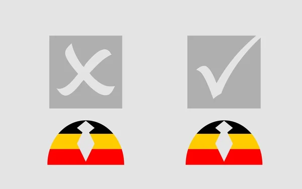 Check mark and human icon textured by germany flag — Stock Vector
