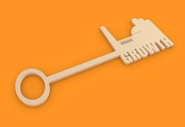 Illustration concept, hand holding a key of industry growth — Stok fotoğraf