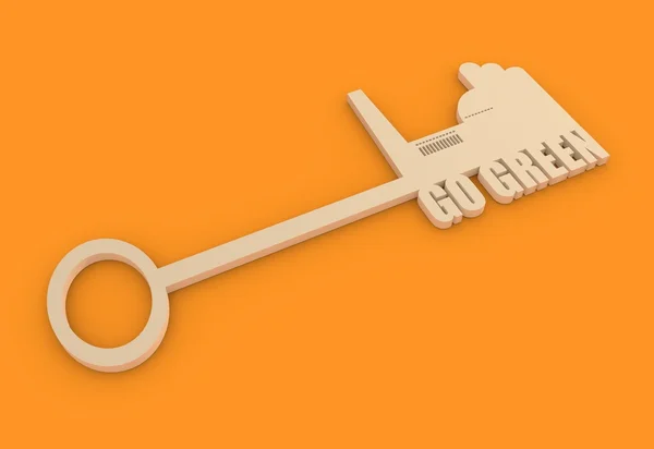 Illustration concept, hand holding a key, go green text — Stockfoto