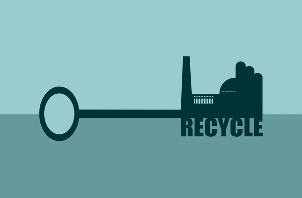 Vetor ilustração conceito de mão segurando uma chave de reciclagem —  Vetores de Stock