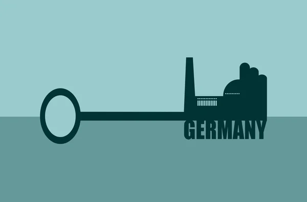 Vektor illustration begreppet handen håller en nyckel. Tyskland word — Stock vektor