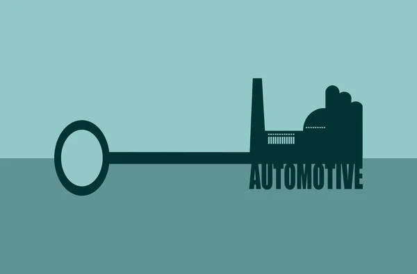 Vector ilustración concepto de mano sosteniendo una llave de la automoción — Vector de stock