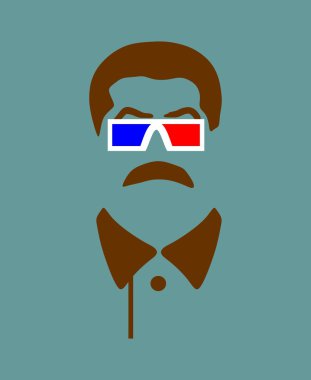 Joseph Stalin'in vektör portresi. Stereo gözlükler